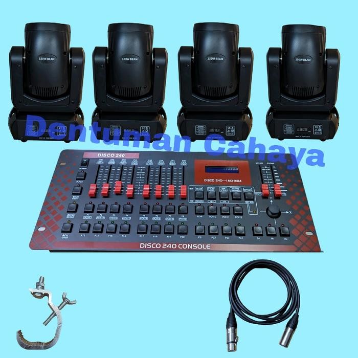 Paket Lighting Cafe, Bar, Panggung, Moving Beam 150w Disco240 dmx Kabel dmx Bonus Light hook