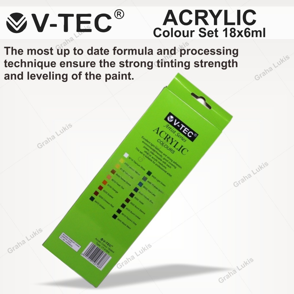 

V-Tec Acrylic Color Set 18x6ML / Cat Akrilik V-Tec 618-A