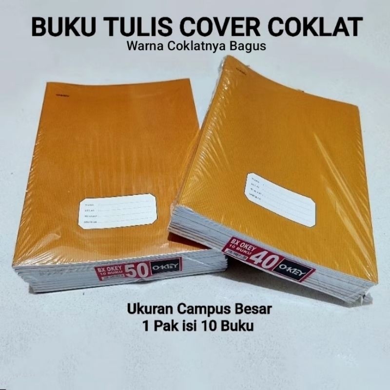 

1 Pak Buku Tulis Cover Coklat 38,58,40,50 Isi 10 Buku ( Kwarto & Campus ) Packing Aman