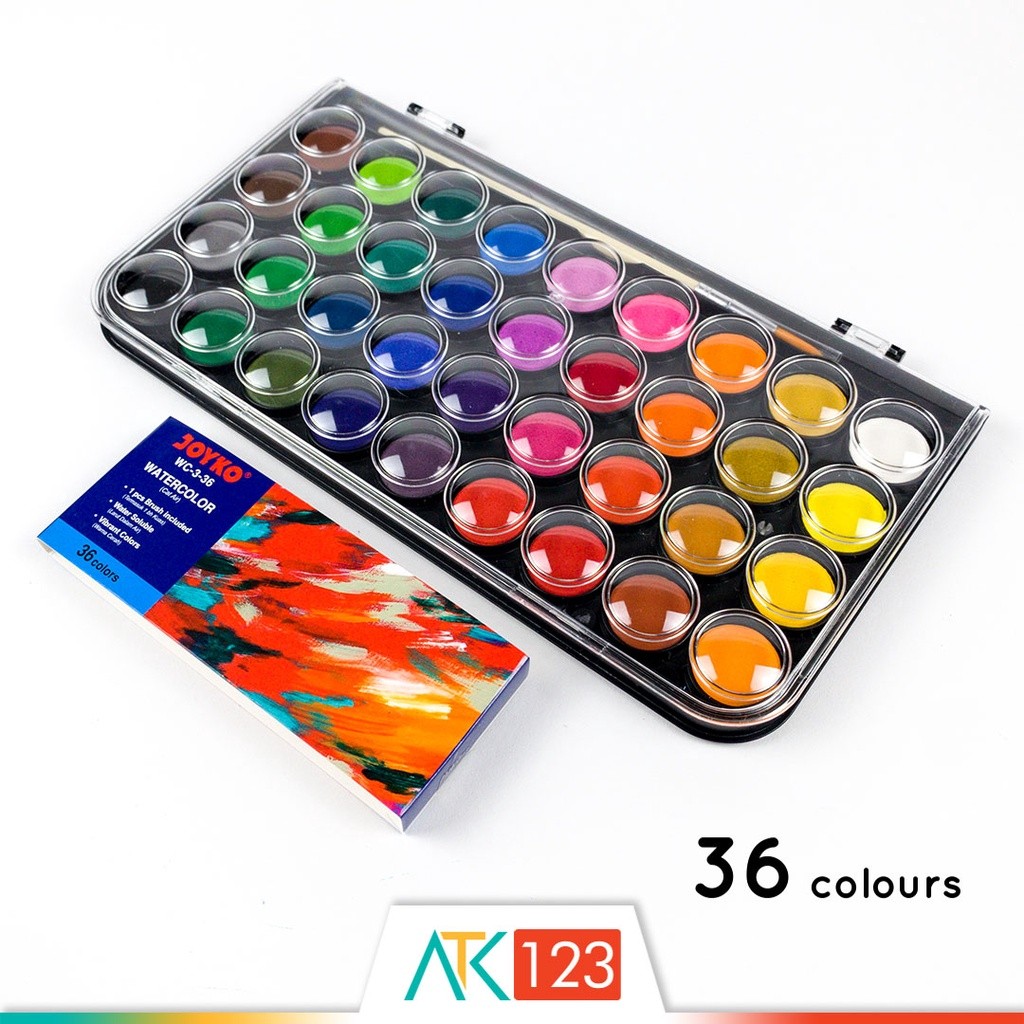 

Cat Air Padat / Cake / Blocks / Solid Watercolor Set 36 Warna / Colors Joyko WC-3-36