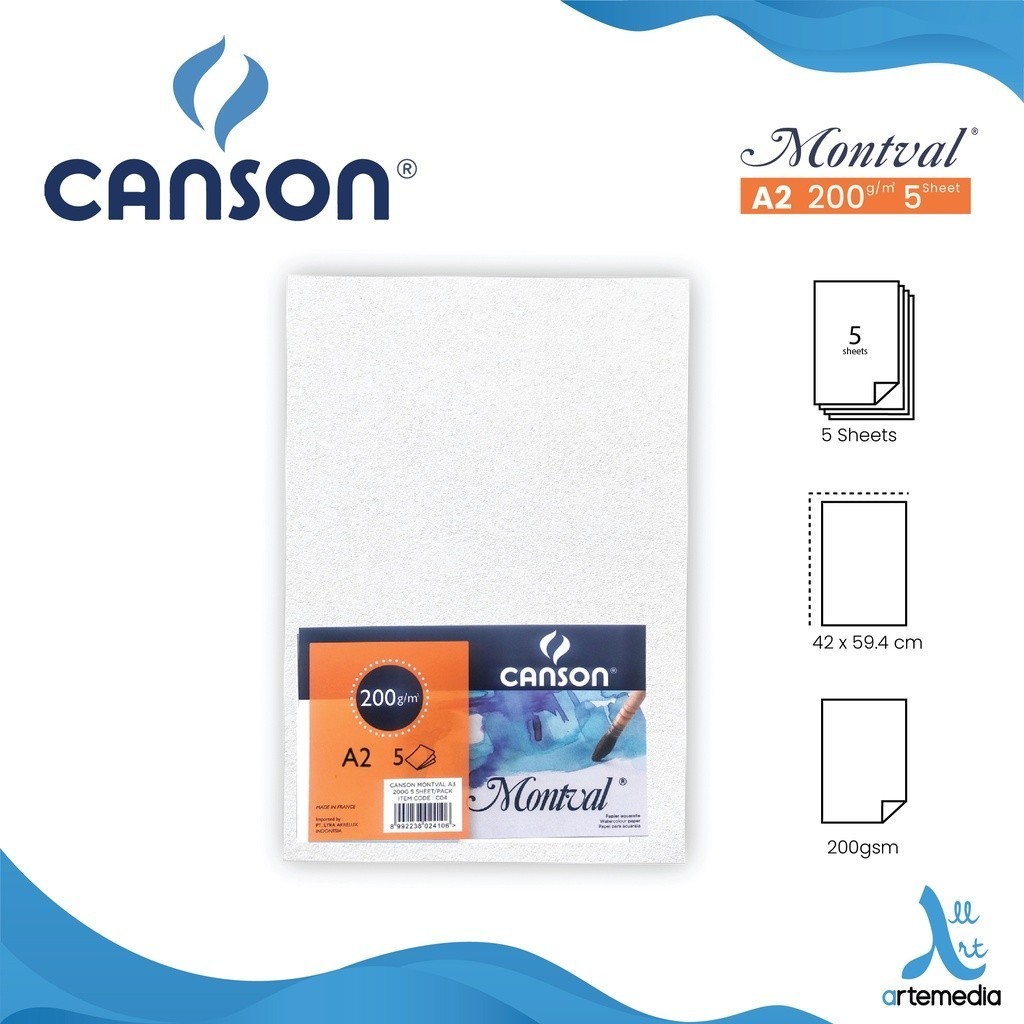 

Canson Montval A2 Watercolor Paper Sheet Set Kertas Cat Air