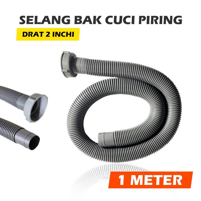 PREMIUM Selang Bak Cuci Piring Drat 2" Selang 1 1/2" 1 Meter Selang Afur Wastafel Pembuangan Bak