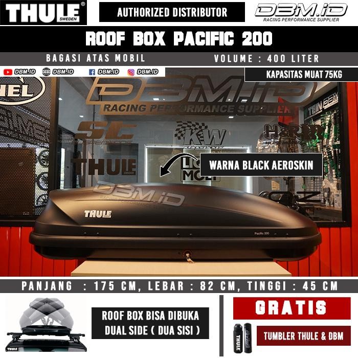 Roof Box Thule Pacific 200 Matt Black Hitam Bagasi Atas Mobil Promo