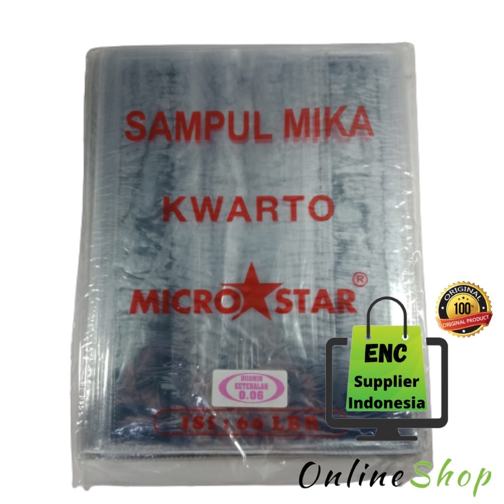 

microstar q4 60 lembar Sampul buku tulis plastik mika tebal kwarto opp quarto per pak - enc.sup