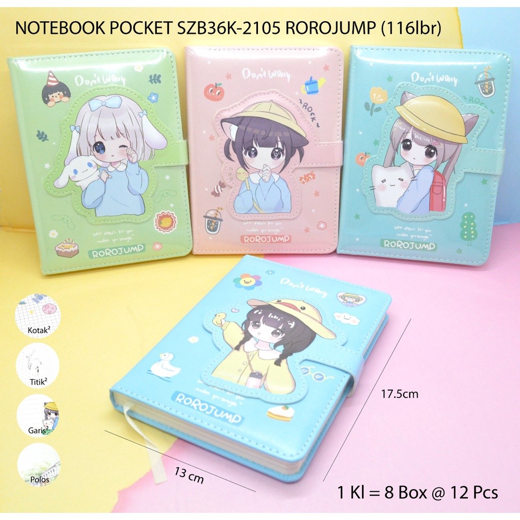 

Notes Book Pocket 116 Lembar Titik Garis Kotak Polos Dalam 1 Buku SZB36K Kulit Sintetis Fancy Benny