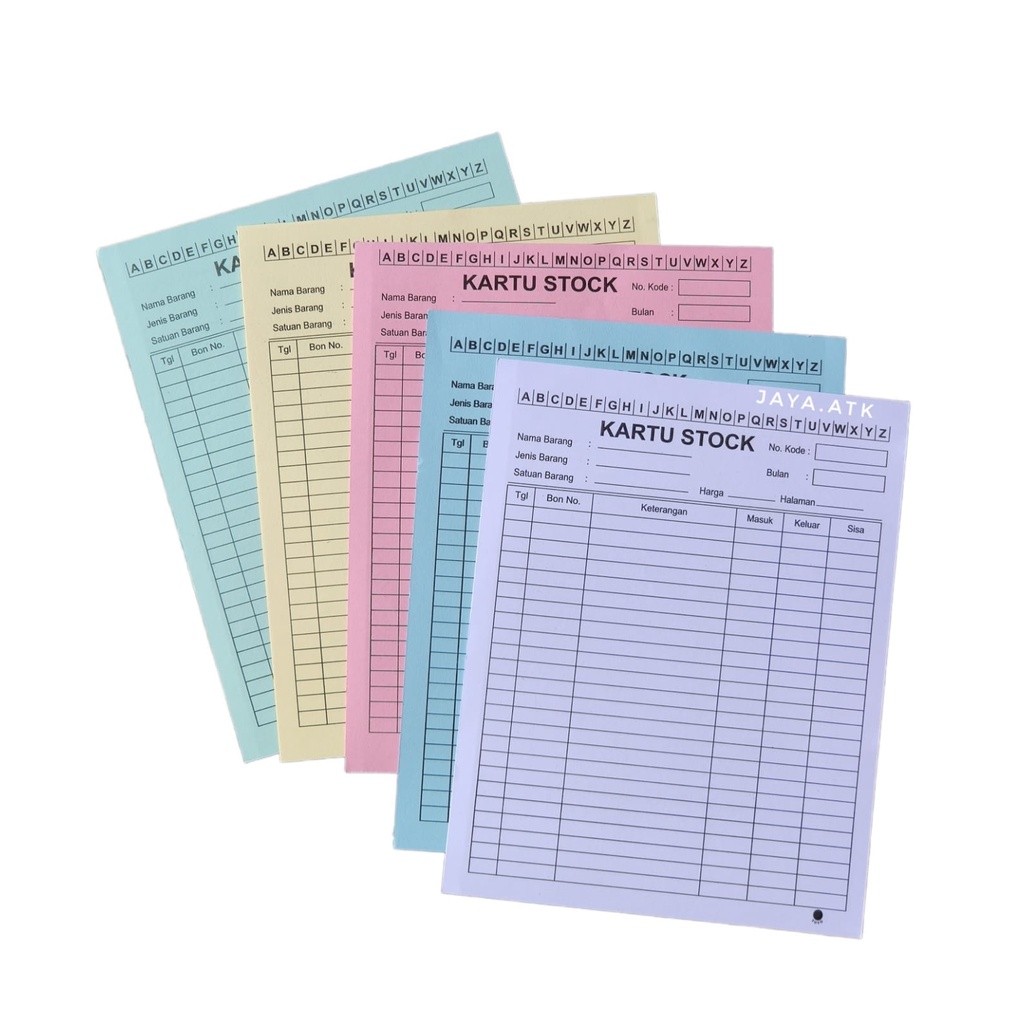 

KARTU STOK WARNA A5 PERSEDIAAN BARANG QUARTO KECIL 100 LBR 2 SISI BOLAK BALIK