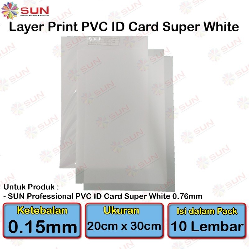 

PVC ID Card A4 PREMIUM - SUN Kertas PVC ID Card Super White 0.76/0.96, Silver/Platinum 0.76 (Isi 5
