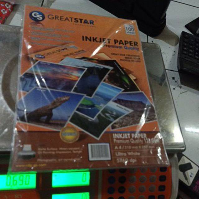 

Inkjet Paper 128 Gsm Great Star/100 Lembar