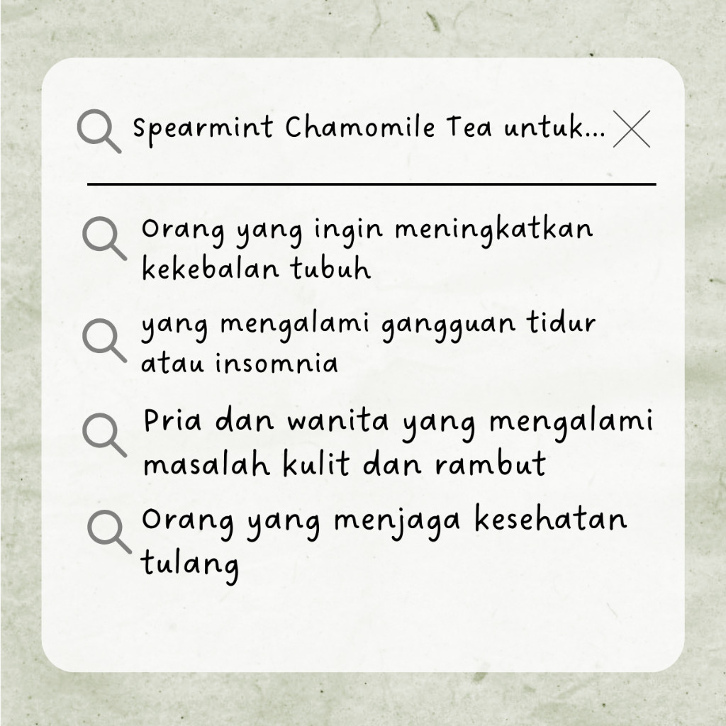 

WHYN!! RAW TISANE Spearmint Chamomile Tea : Teh Celup Daun Spearmint & Bunga Chamomile Isi 30 Tea