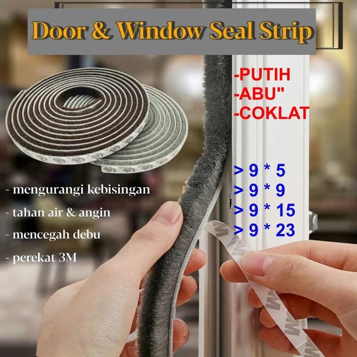 Mohair Tape Seal Bulu Penutup Celah Pintu Perekat 3M
