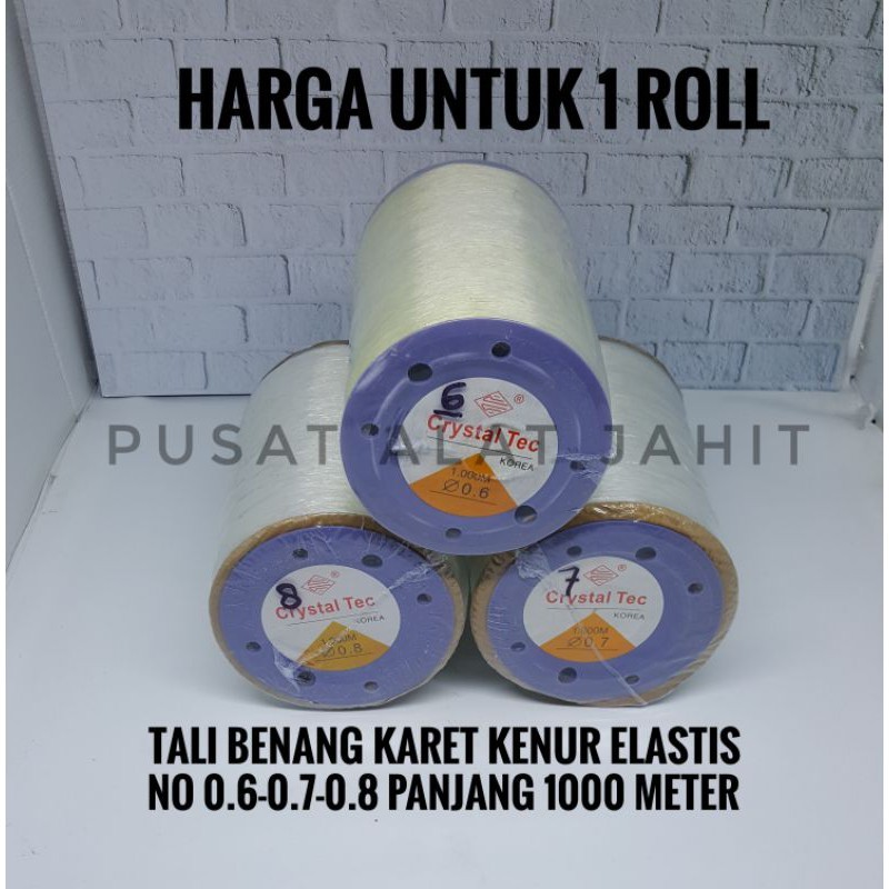 

TALI BENANG KARET KENUR ELASTIS BENING TRANSPARAN CLEAR GELANG KALUNG 0.6 0.7 0.8 1.0 MM 1 ROL BESAR