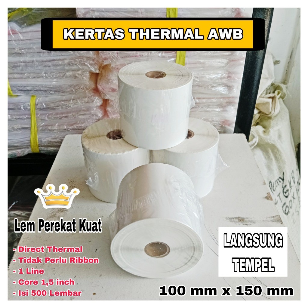 

Kertas Stiker Thermal Label Barcode Resi AWB Ukuran 100 x 150 / 10 x 15 Isi 500 Lembar WE!!