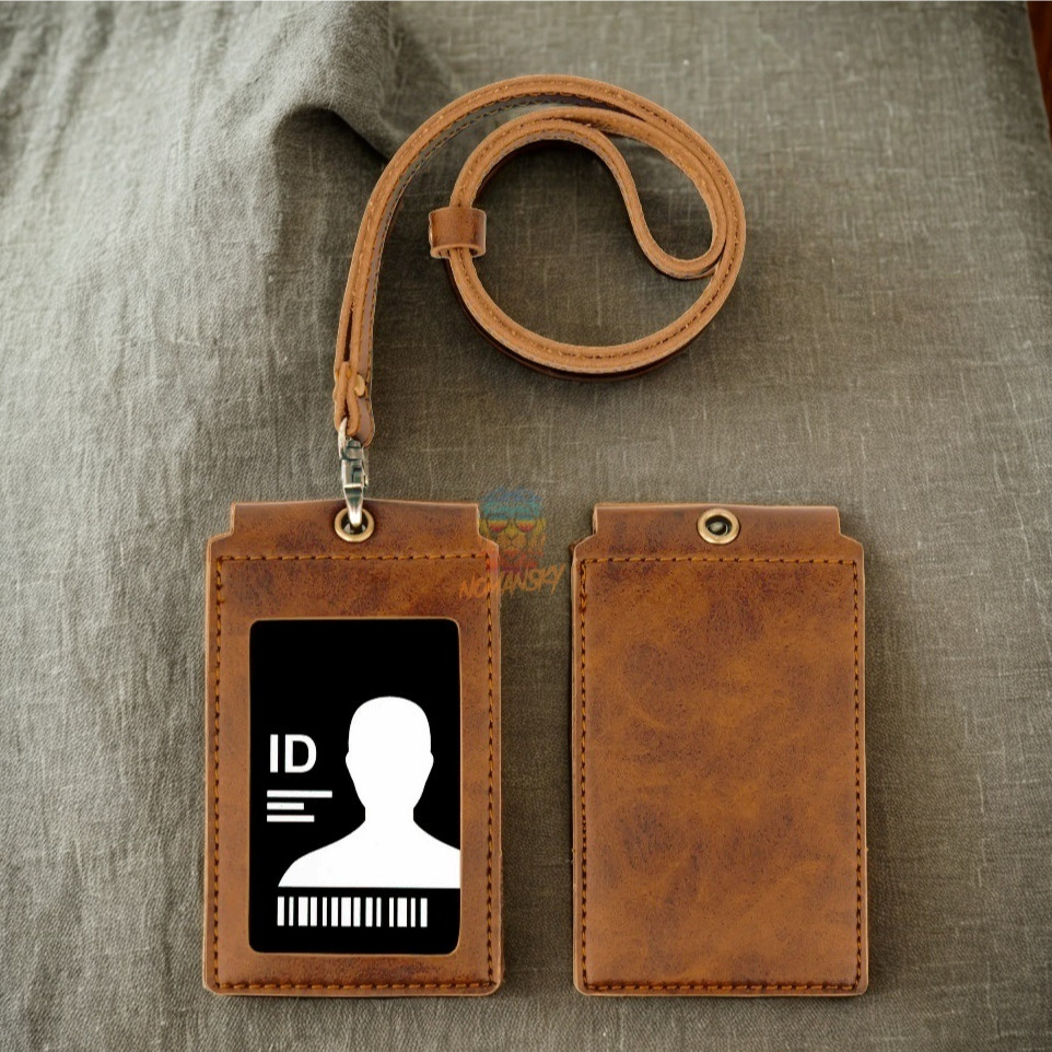 

Card Holder Front Id Card Kalung Holder Name Tag Kulit Souvenir Newbie Lanyard Costum WE!!!