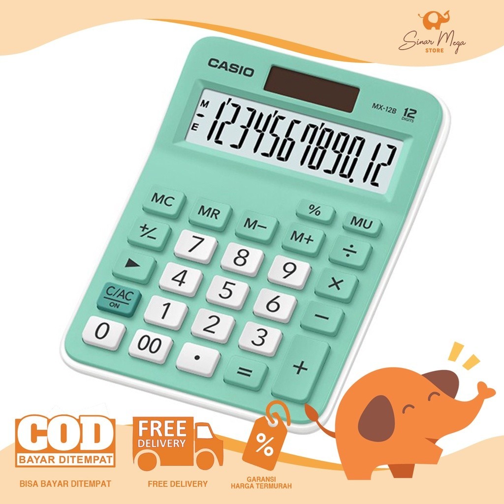 

Casio Calculator Desktop / Kalkulator Meja Kantor Office MX 12B Warna Pastel WE!!