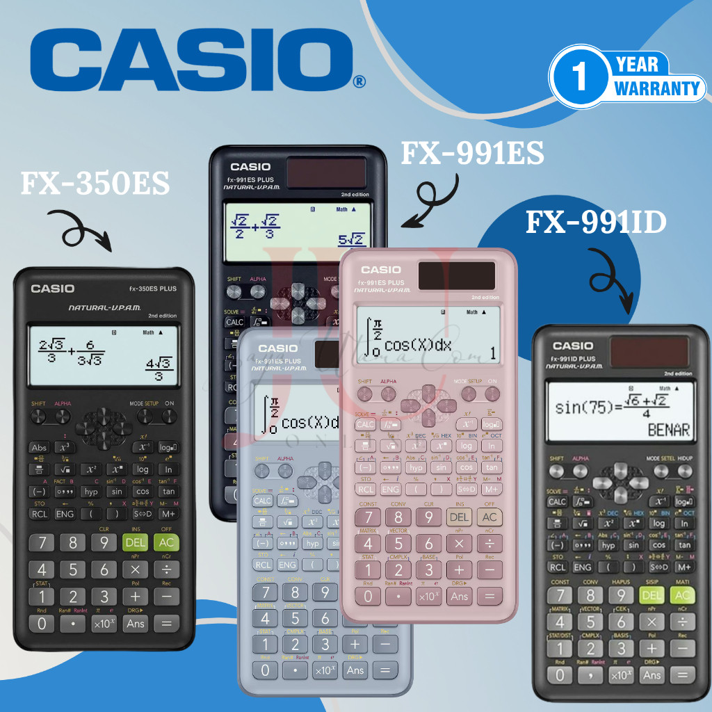 

KALKULATOR CASIO FX 991 ID PLUS / FX 991 ES PLUS BLACK BLUE PINK CALCULATOR CASIO 991-ID 991-ES FX
