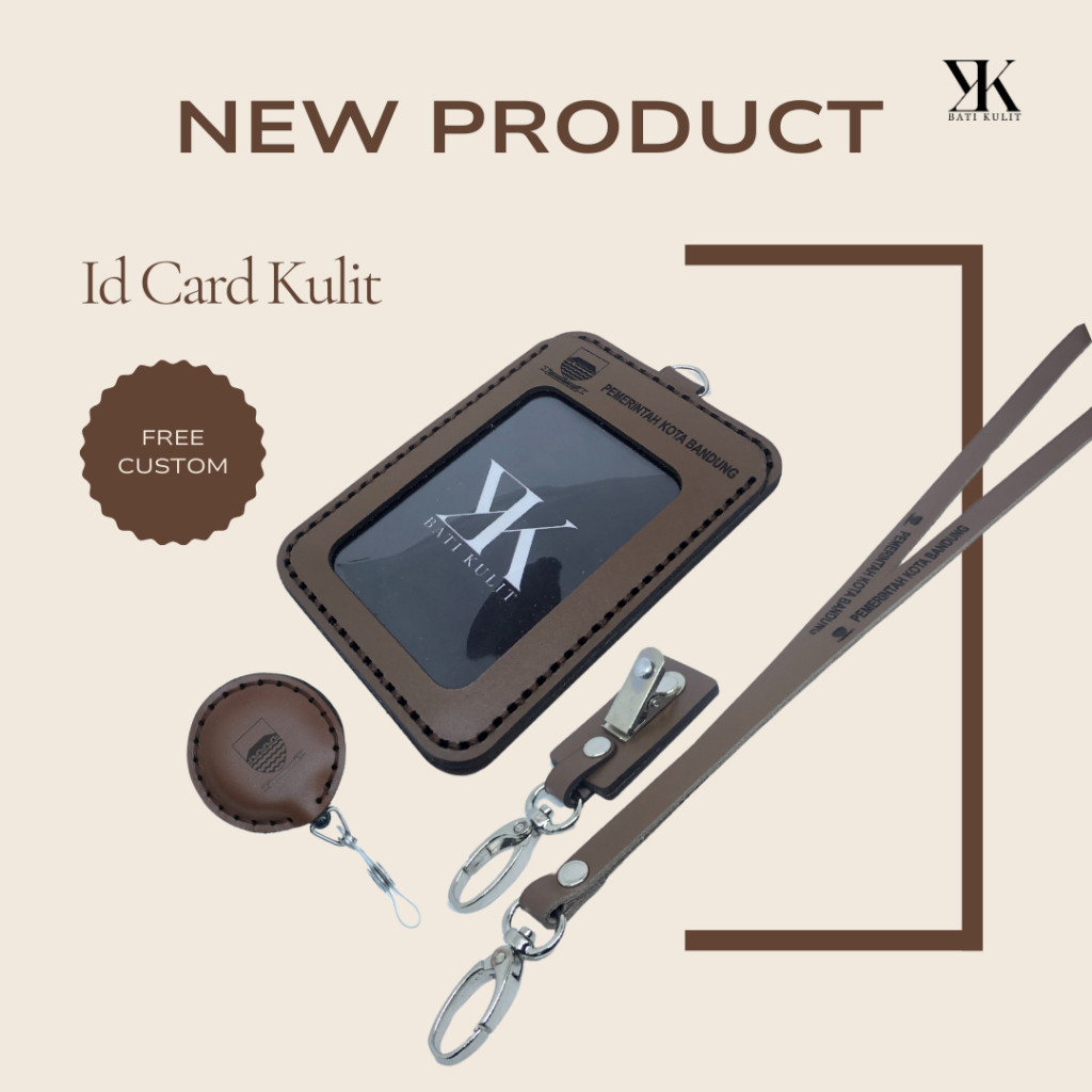 

Id Cardholder Nametag Custom Kulit Sapi Asli Premium 3Lapis Free Lanyard Bebas Cetak Logo Perusahaan