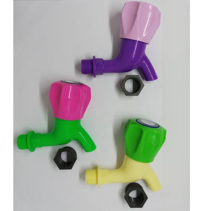 Kran Air Plastik Double Drat PUTER / Kran air Tembok PVC