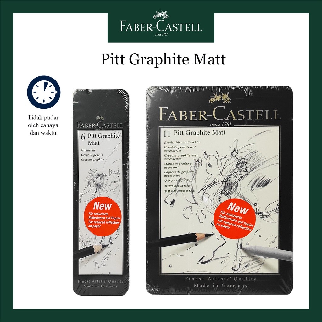 

Pitt Graphite Matt Pencil Faber Castell / Pensil Pitt Graphite Matt Kemasan Tin Case WE!!!