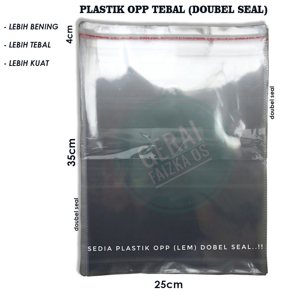 

PLASTIK OPP TEBAL DOUBLE SEAL (SEAL/LEM) 25x35 40 MICRON WE!!!