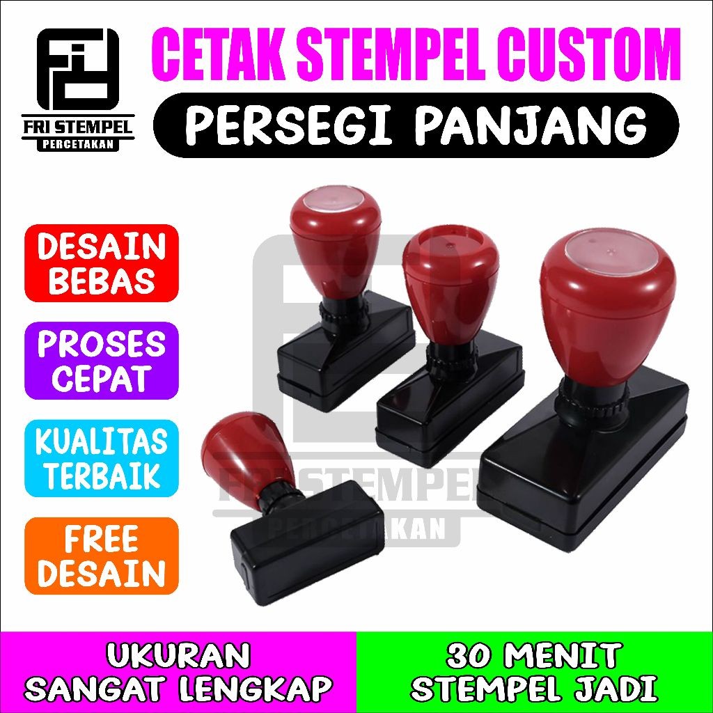 

Cetak stempel flash custom PERSEGI PANJANG Stempel tinta otomatis tinggal pakai WE!!