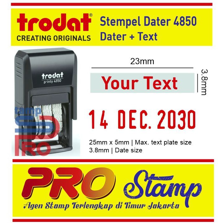 

Trodat 4850 Stempel Tanggal Otomatis Custom Text / Dater Otomatis WE!!