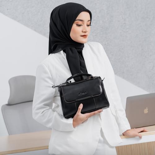 Tas Selempang Kulit Asli Wanita Tas Jinjing Wanita Branded Ori Hestia - Hitam