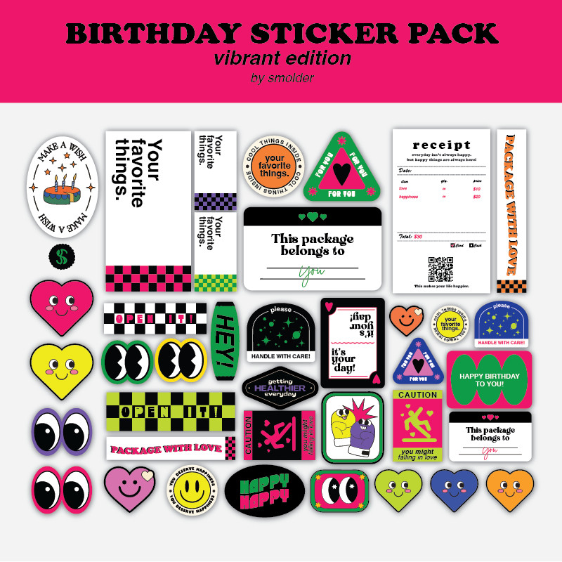 

[Ready Stock] No Custom Birthday Sticker Pack By Smolder