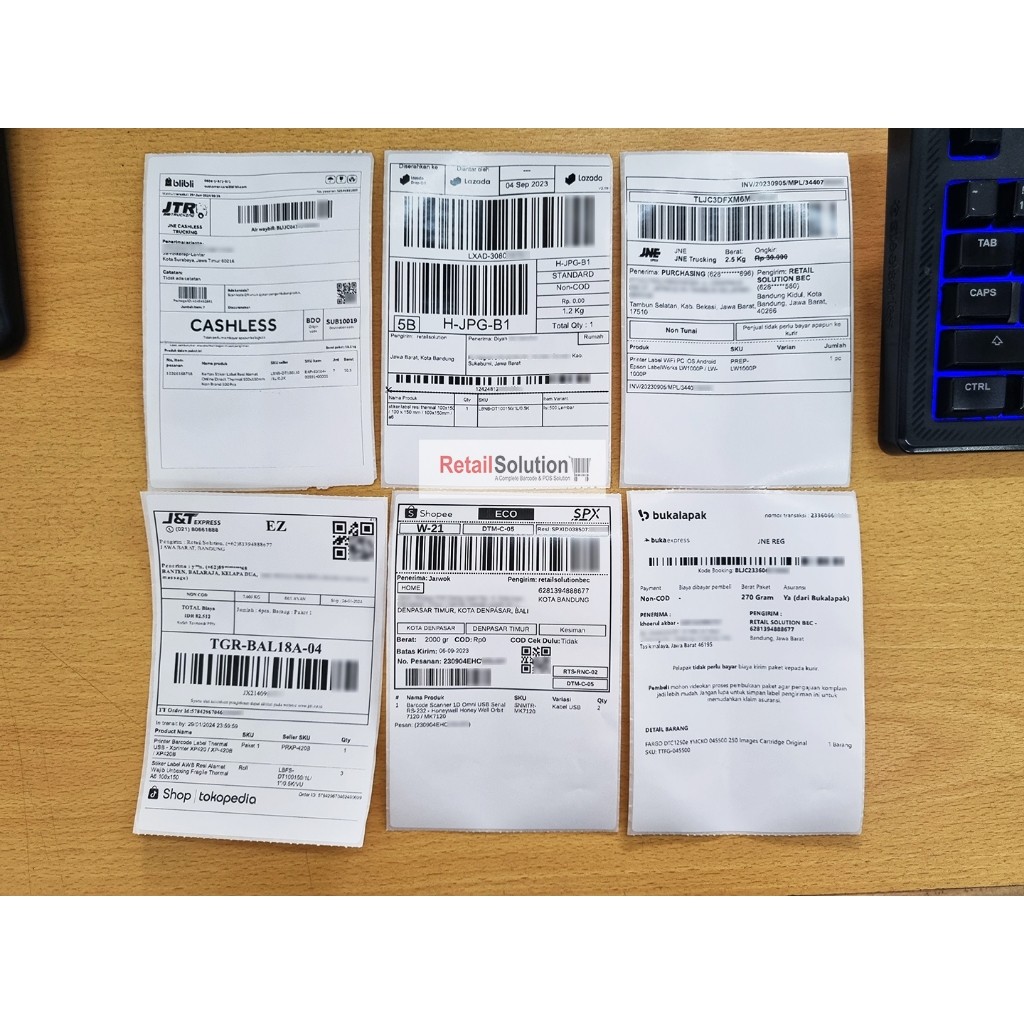 

Stiker Label Barcode Resi Alamat UK A6 100x150 mm Isi 300pcs - Thermal