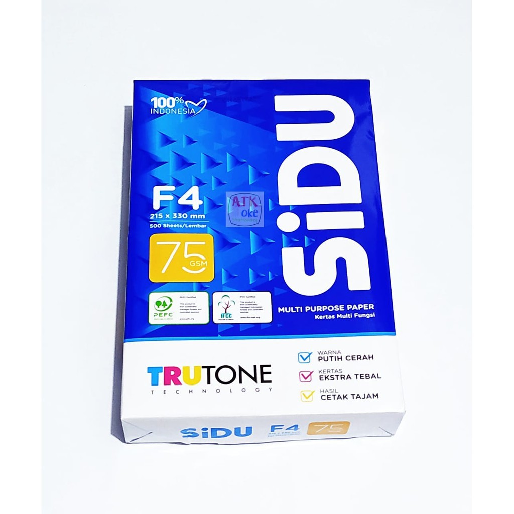 

Sidu Kertas HVS Putih F4 75gsm Putih Cerah