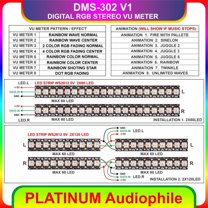 Stereo Vu Meter Modul KIT DMS-302 V1 Digital RGB Music Stereo Vu Meter