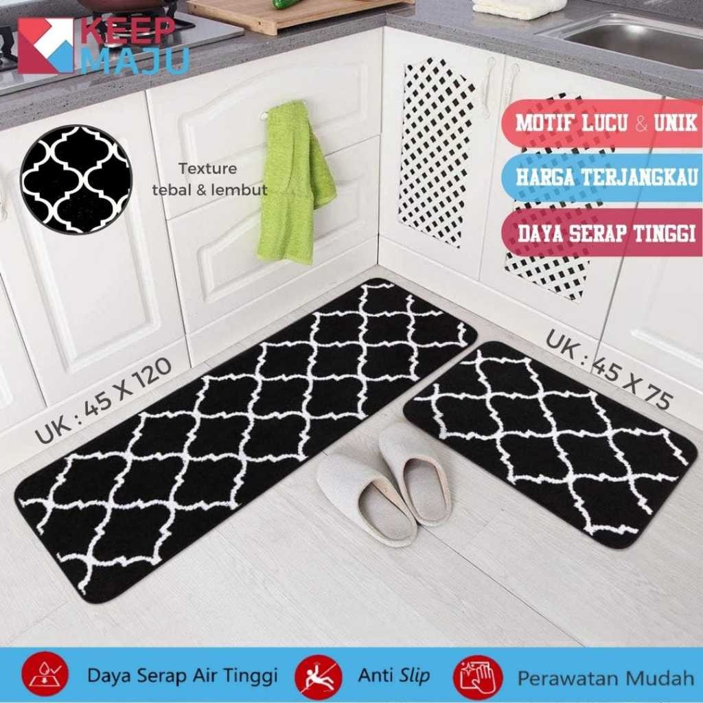 KEEP MAJU Keset Lantai Dapur Penyerap Keset Kaki Rumah Tangga Anti Minyak Set Keset Anti Selip