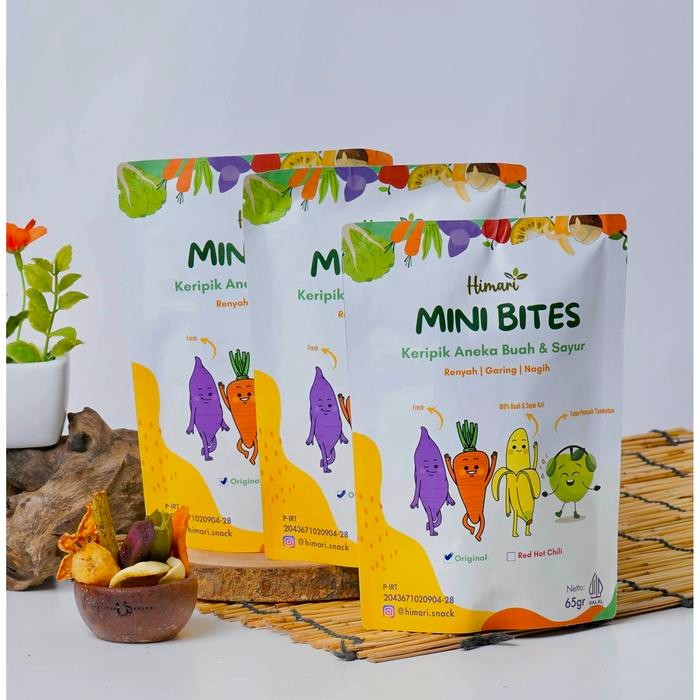 

Himari Mini Bites Paket Keripik Buah Sayur Kering Mix Pouch 65Gr