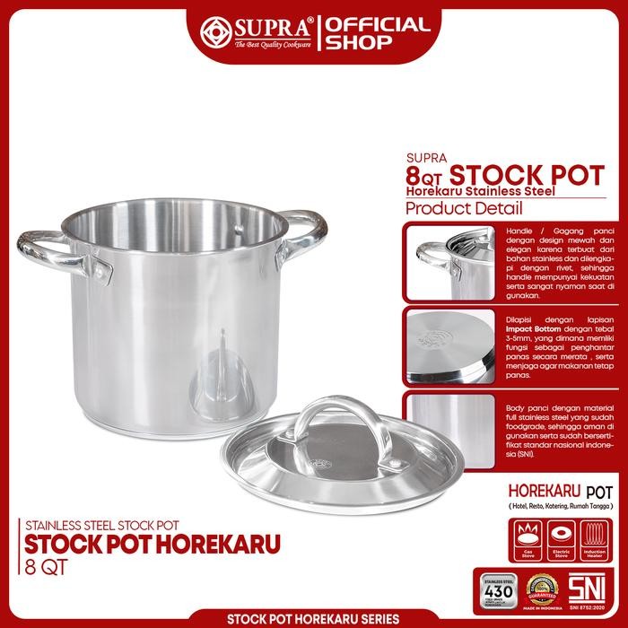 Hot Sale Supra Panci Stainless Steel 8 Qt Stock Pot Horekaru Shj69