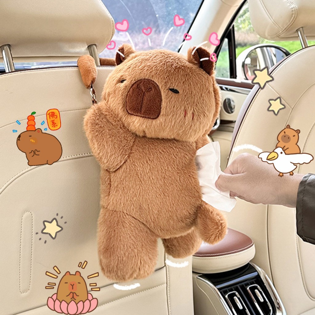 Tempat Tisu Mobil Capybara Kotak Tisu Lucu Tas Tisu Mobil Multifungsi Kotak Tisu Mobil