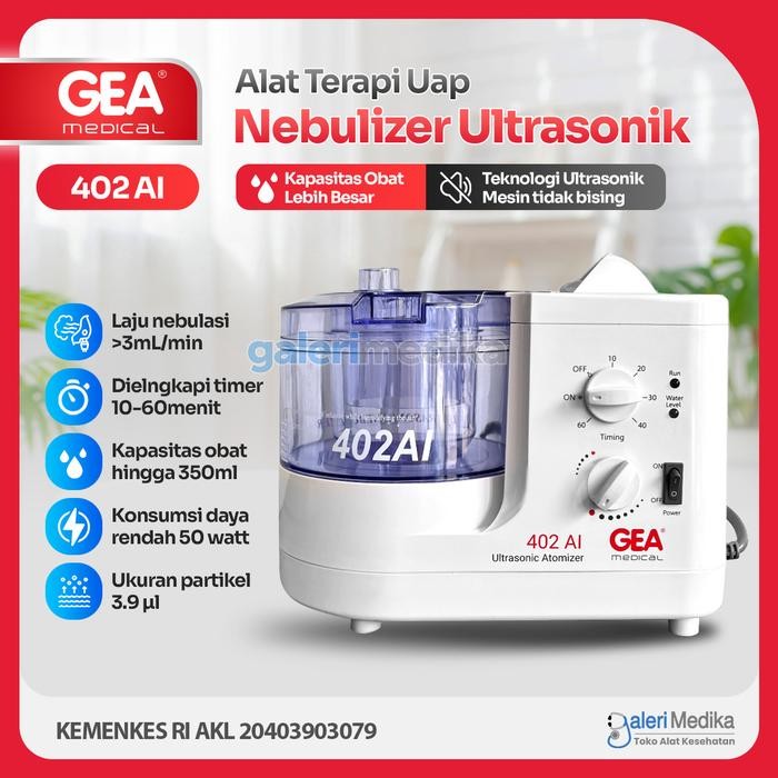 Nebulizer Ultrasonik GEA 402 AI / 402AI / 402-AI Alat Terapi Uap / Nebuliser / A Termurah Berkualita