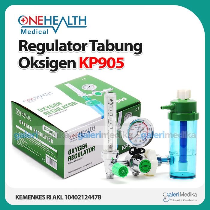 Regulator Tabung Oksigen Medis + Selang Nasal Cannula OneHealth KP905 Alat Uap Terbaik Asma Bagus Mu