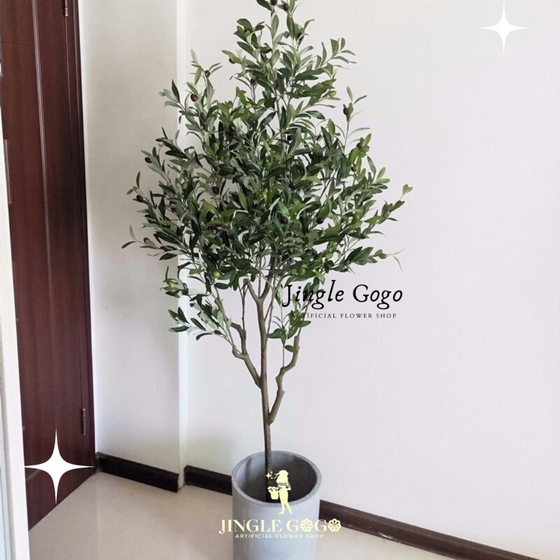 Flowersbloom Pohon Artificial Tinggi - Pohon Olive Artificial - Pohon Plastik Besar Sudut Rumah -