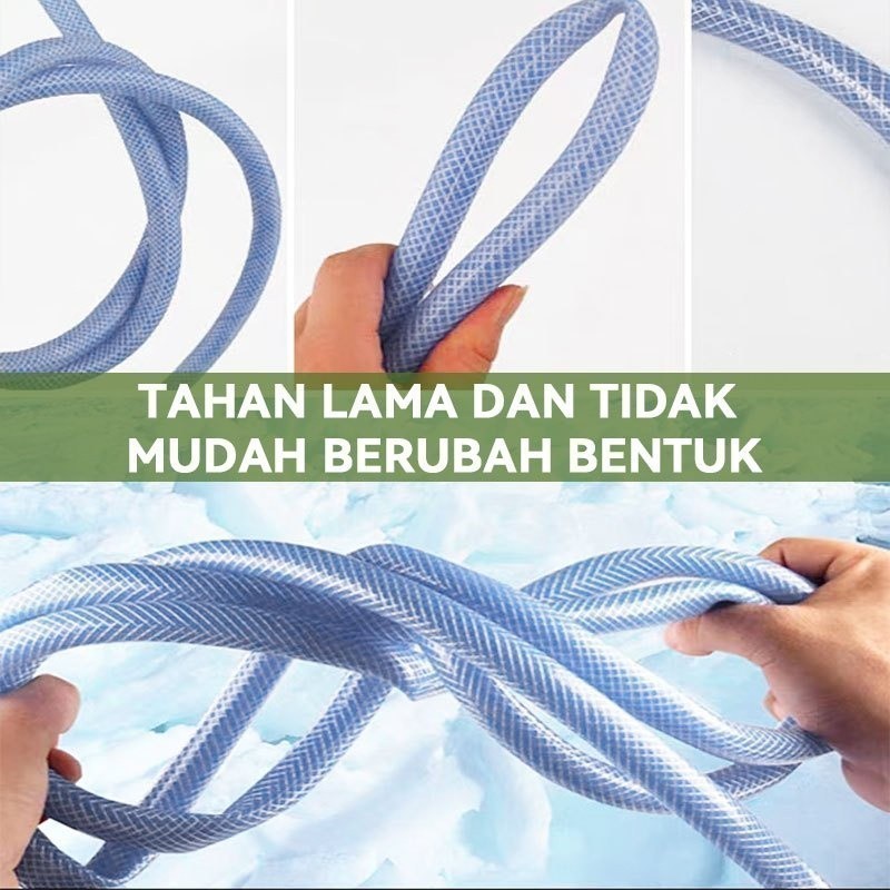 Flowersbloom Selang Air 25 Meter Serat Benang Transparant Selang Air 1/2 5/8 3/4 Inch Tebal Alat