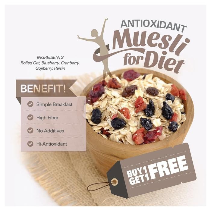 

JTTOP" ANTIOXIDANT MUESLI BUY 1 GET 1 FREE (500GR X 2PC)