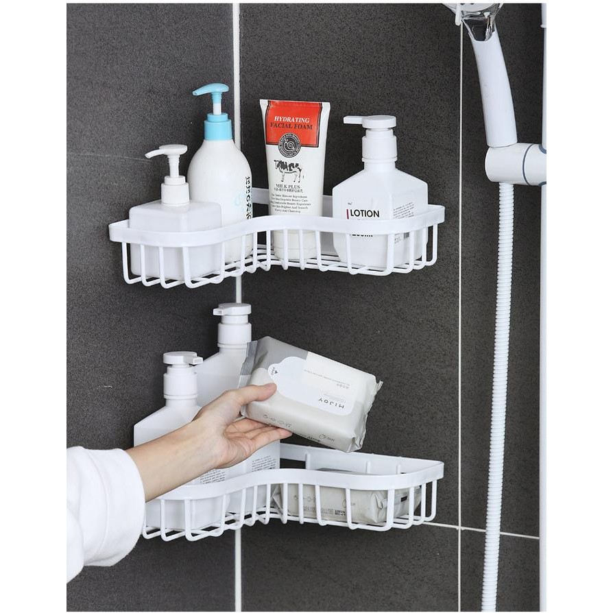 Rak Kamar Mandi Tempel Dinding Rak Sabun Kamar Mandi PVC Gantung Tanpa