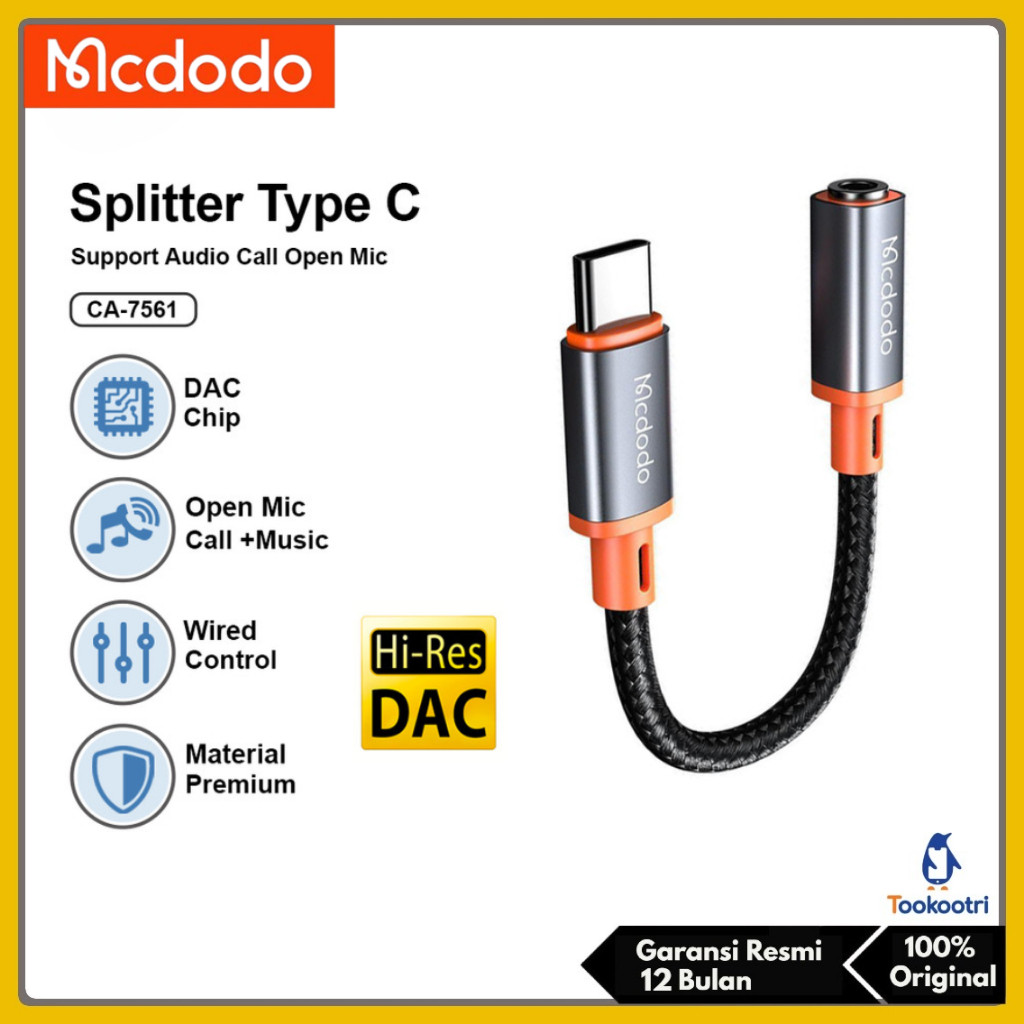 MD MCDODO Audio Converter Adapter Type C to Jack 3.5MM DAC Chip Splitter Earphone for Samsung Pixel