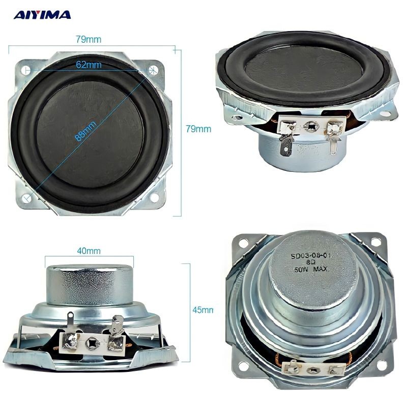 Speaker Aiyima 3 Inch Full Range Magnet Neodymium 50 Watt 8 Ohm