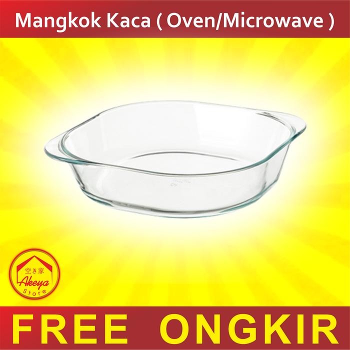 Piring Oven Kaca Bening Mangkok microwave Tahan Panas mangkuk Oven