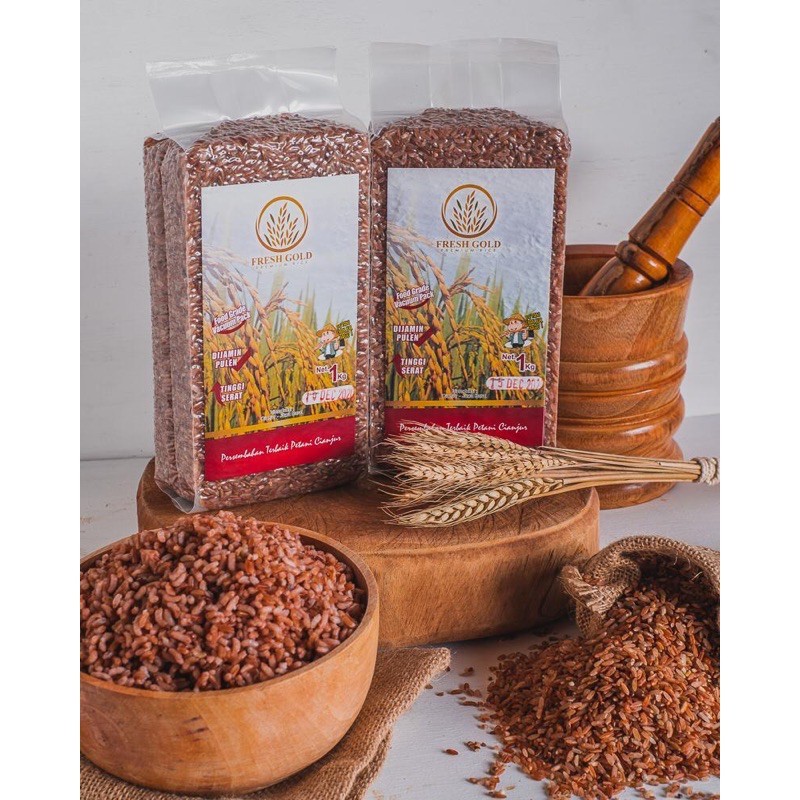 

(Dijamin Pulen Enak) Beras Merah Cianjur 1kg Fresh Gold Kemasan Vacuum