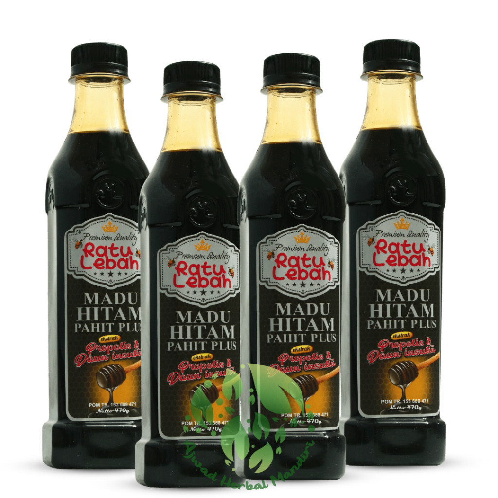 

Paket 4 Pcs Madu Hitam Pahit Plus Propolis Ratu Lebah 470gr - Obat Diabetes Kolesterol Asam Urat