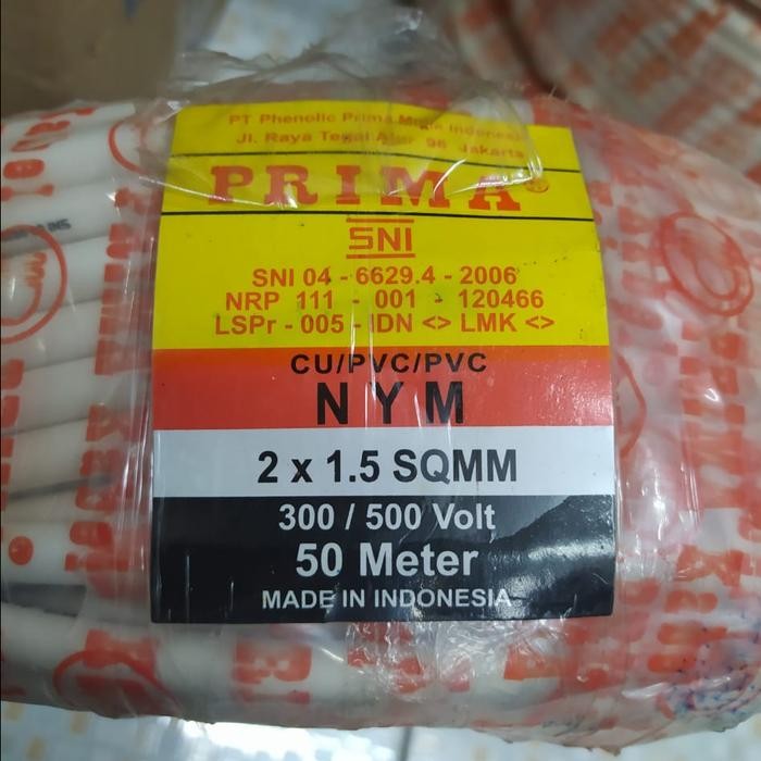 Kabel Nym 2 X 1.5 Prima Harga Per 1 Roll