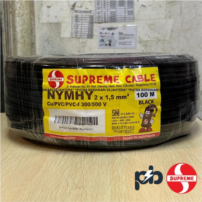 Kabel Nymhy Atau Nyyhy 2 X 1.5 Mm Merk Supreme / Kabel Nymhy 2 X 1.5Mm