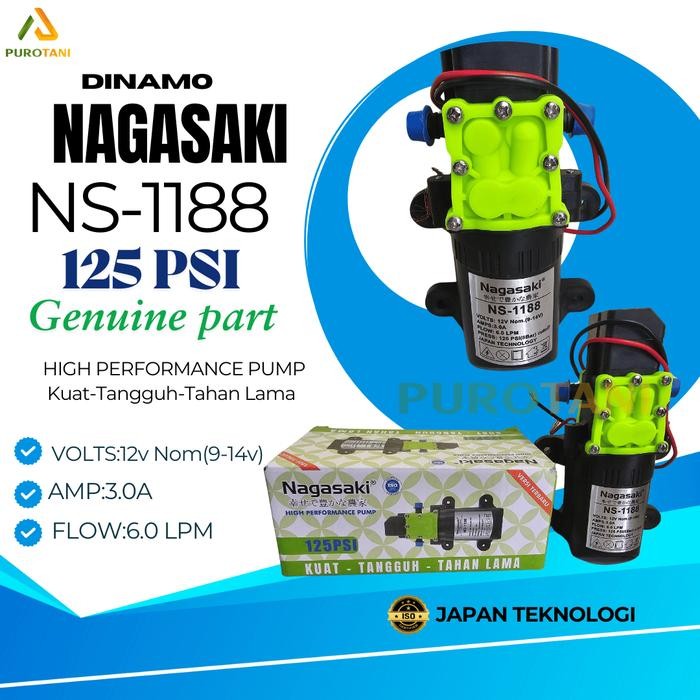 PREMIUM Dinamo Nagasaki Sprayer Elektrik 12v DC Pompa Air Minum Kangen water
