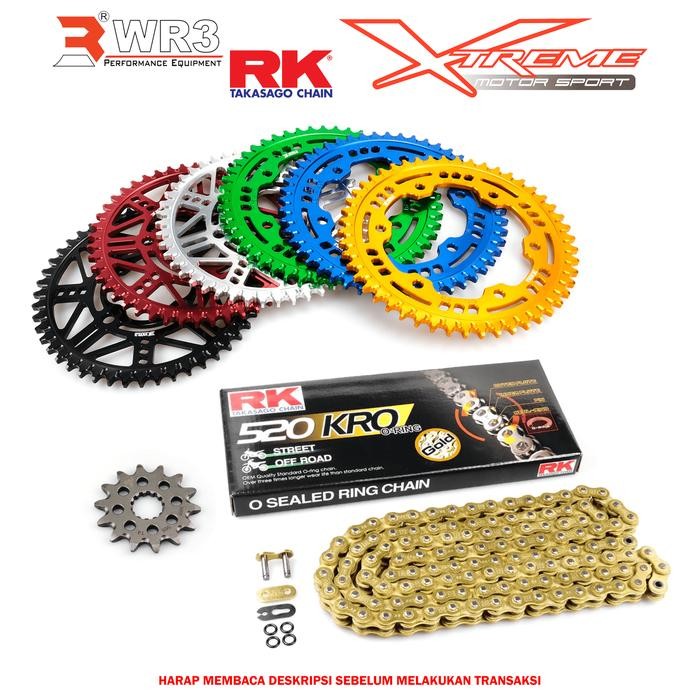 PREMIUM Gear Set Depan Belakang WR3 & Rantai RK Chain ZX25R Ninja CBR 250 GSX 150 150RR RR R25 MT25