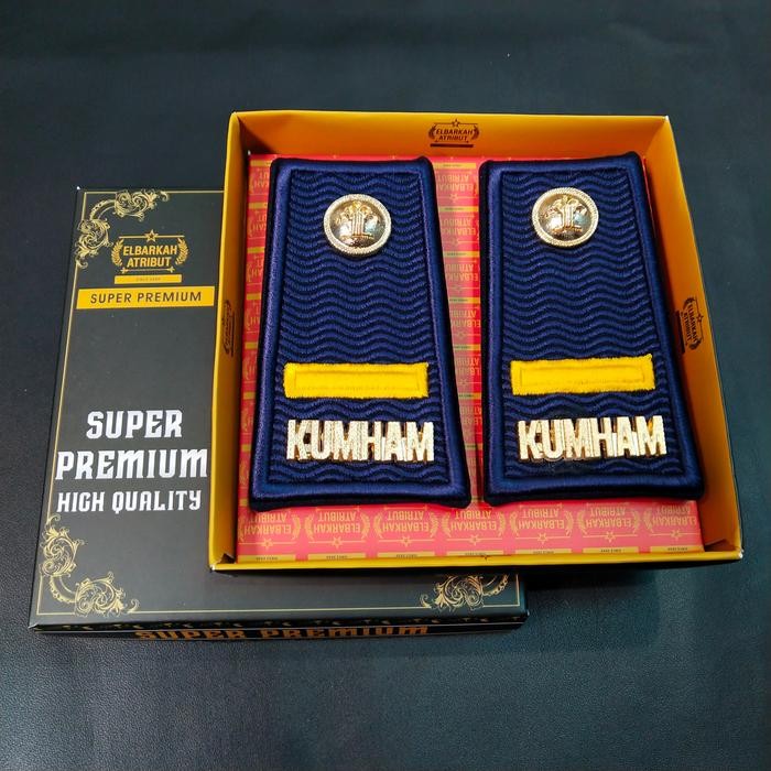 PREMIUM PANGKAT PDH KUMHAM 3A PEREKAT/VELCRO BORDIR MOTIF TIMBUL KEMENKUMHAM